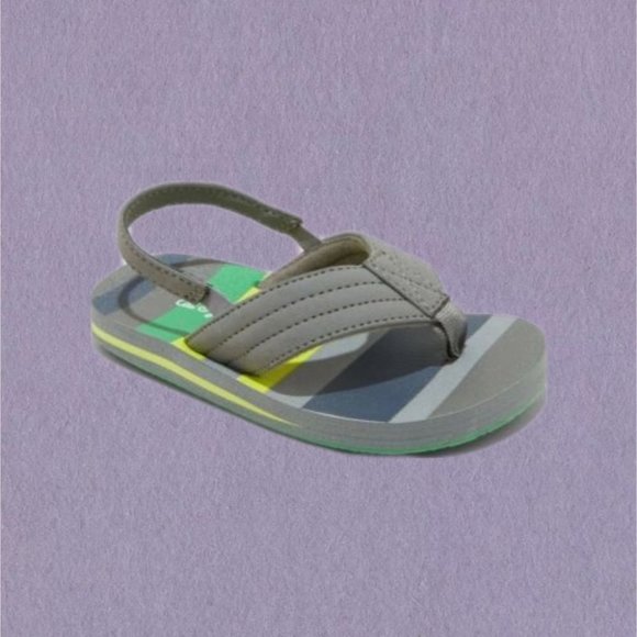 Cat & Jack Other - Cat & Jack Ash Flip Flop Sandals Green/Gray Stripe L 9-10